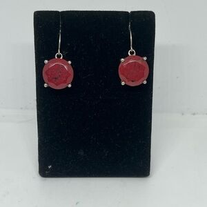 Vintage 925 Silver Carnelian Agate Drop Earrings